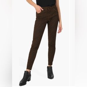 Kut from the Kloth High Rise Mia Fab Ab Toothpick Skinny brown zebra print sz 6